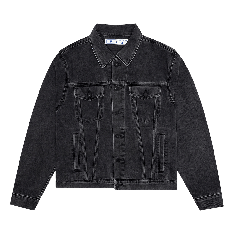 Off-White Negative Mark Slim Denim Jacket Medium Grey