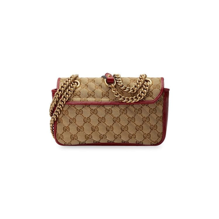 Gucci GG Marmont Mini Bag Beige/Ebony/New Cherry Red
