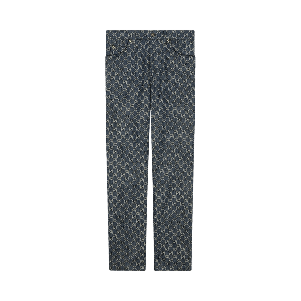 Gucci Eco Washed GG Denim Pant Dark Blue/Ivory
