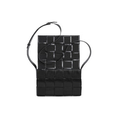 Bottega Veneta Intreccio Leather Cassette Bag Black/Silver