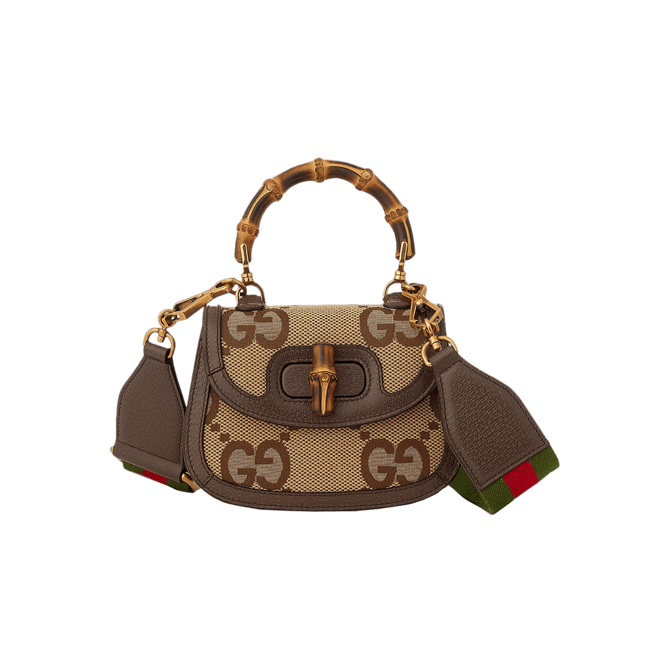 Gucci Bamboo 1947 Jumbo GG Mini Bag Camel/Ebony