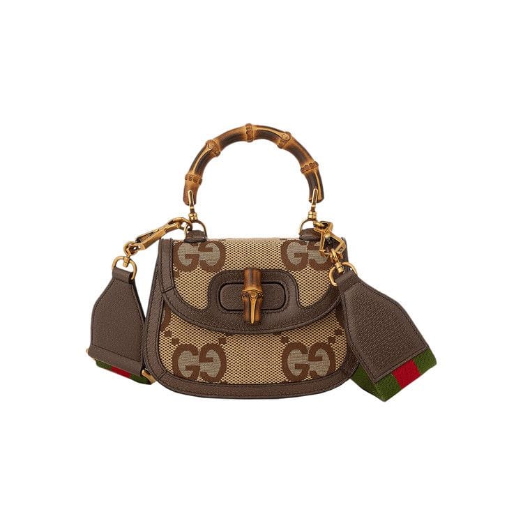 Gucci Bamboo 1947 Jumbo GG Mini Bag Camel/Ebony