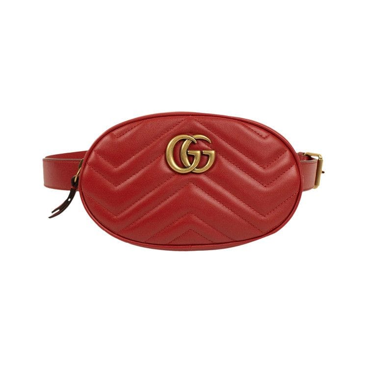 Gucci Quilted Leather GG Marmont Matelassé Belt Bag Red