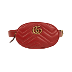 Gucci Quilted Leather GG Marmont Matelassé Belt Bag Red