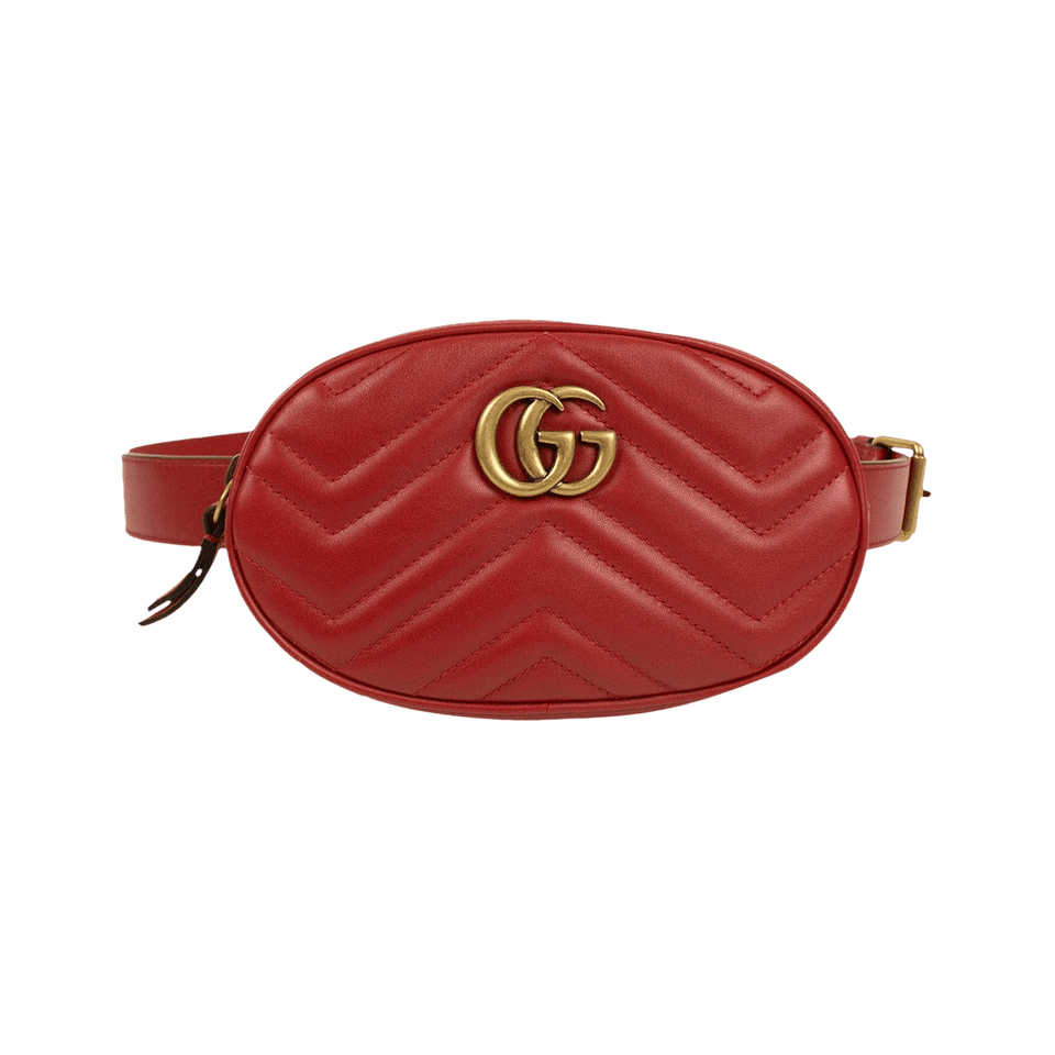 Gucci Quilted Leather GG Marmont Matelassé Belt Bag Red
