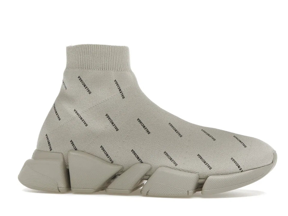 Balenciaga Speed Trainer 2.0 All Over Logo Beige