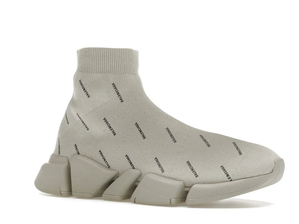 Balenciaga Speed Trainer 2.0 All Over Logo Beige