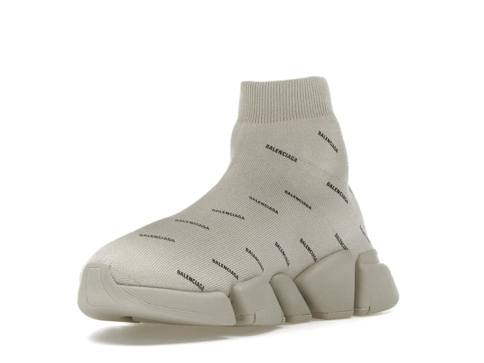 Balenciaga Speed Trainer 2.0 All Over Logo Beige