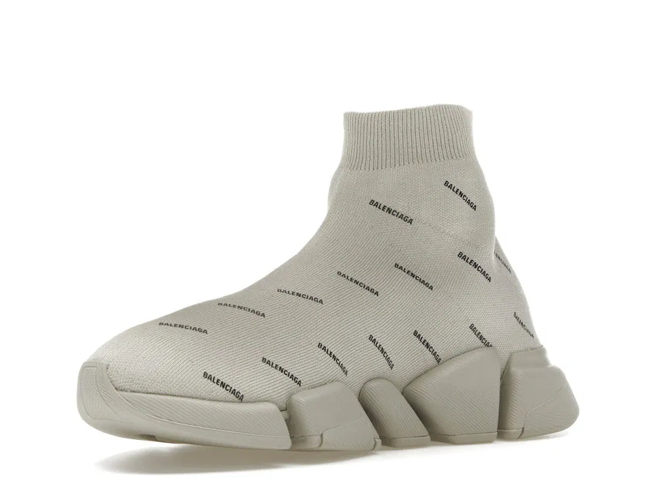Balenciaga Speed Trainer 2.0 All Over Logo Beige