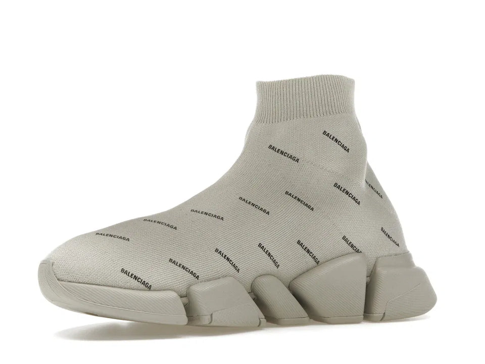 Balenciaga Speed Trainer 2.0 All Over Logo Beige