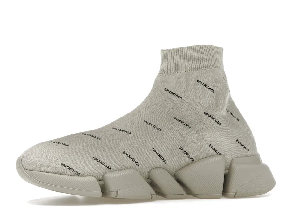 Balenciaga Speed Trainer 2.0 All Over Logo Beige