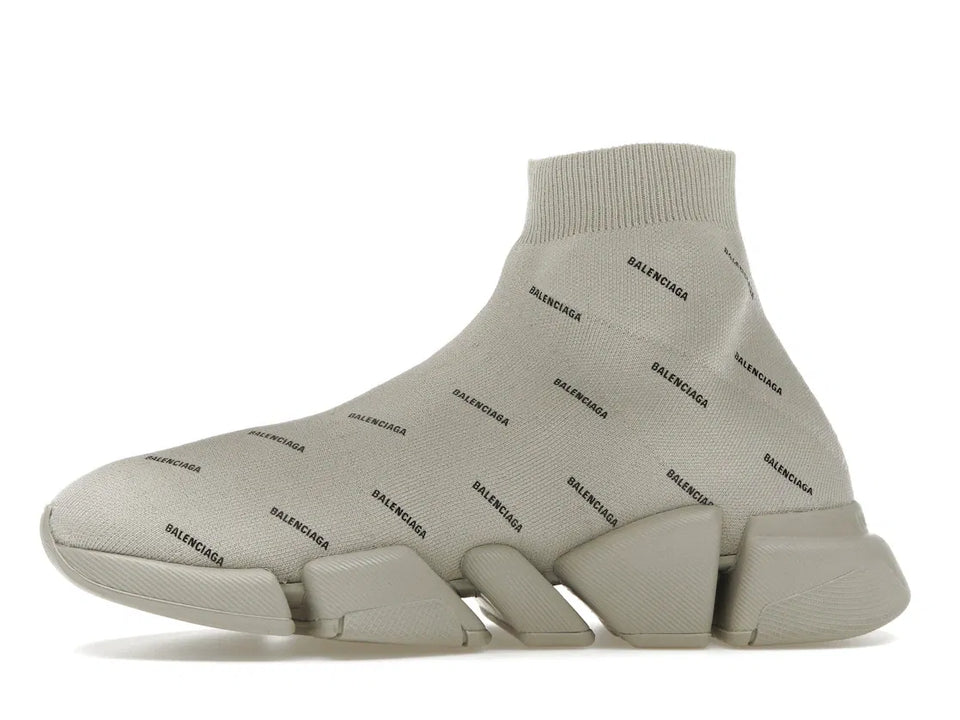 Balenciaga Speed Trainer 2.0 All Over Logo Beige