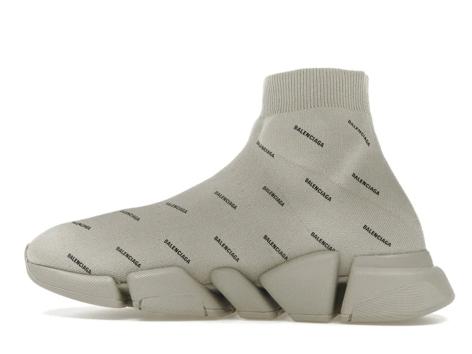 Balenciaga Speed Trainer 2.0 All Over Logo Beige