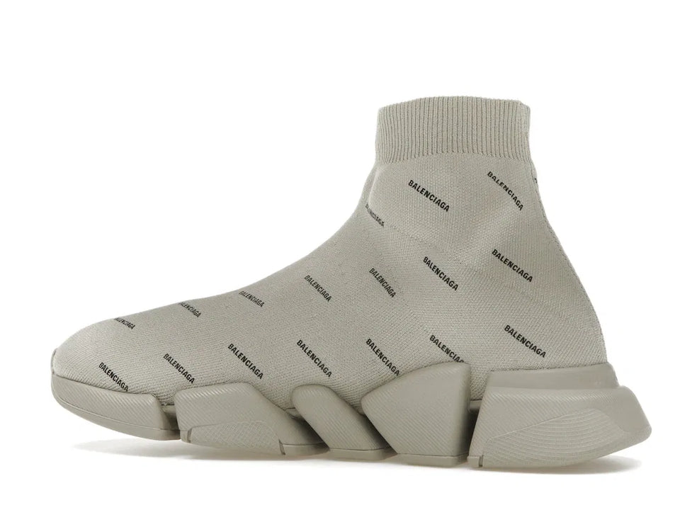 Balenciaga Speed Trainer 2.0 All Over Logo Beige