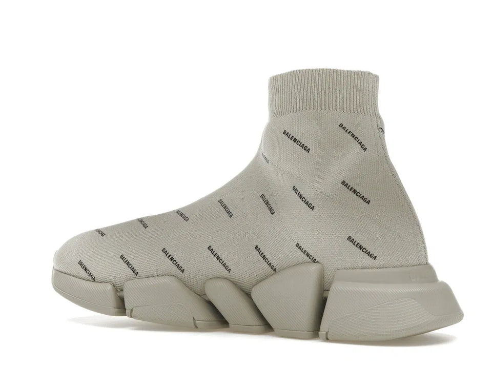 Balenciaga Speed Trainer 2.0 All Over Logo Beige