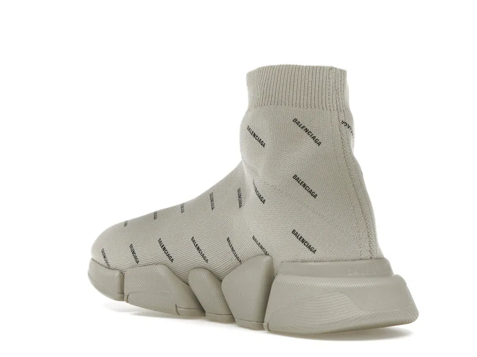 Balenciaga Speed Trainer 2.0 All Over Logo Beige