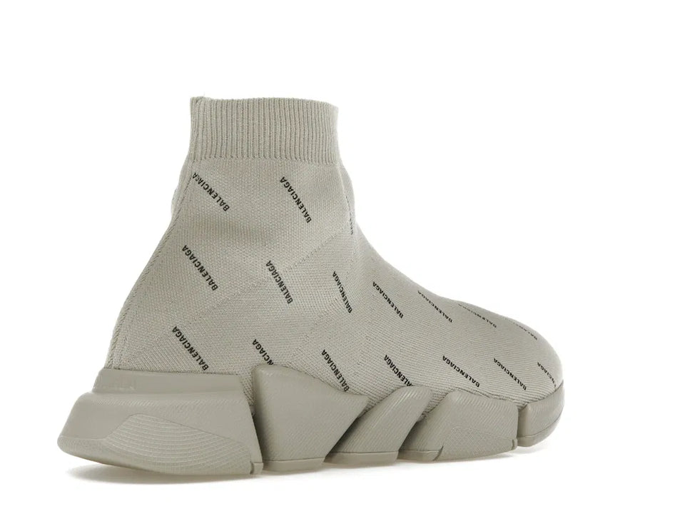 Balenciaga Speed Trainer 2.0 All Over Logo Beige