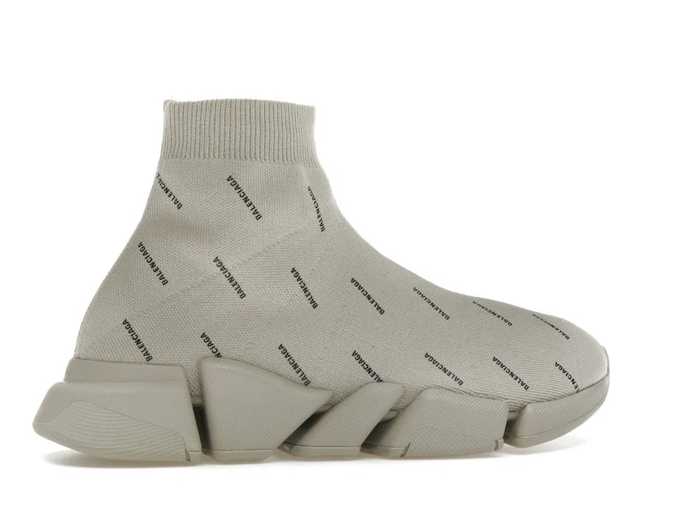 Balenciaga Speed Trainer 2.0 All Over Logo Beige