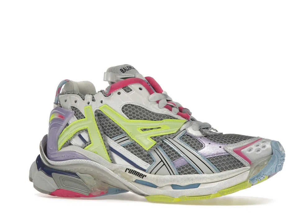 Balenciaga Runner Leather Free Grey Light Purple Neon Yellow White