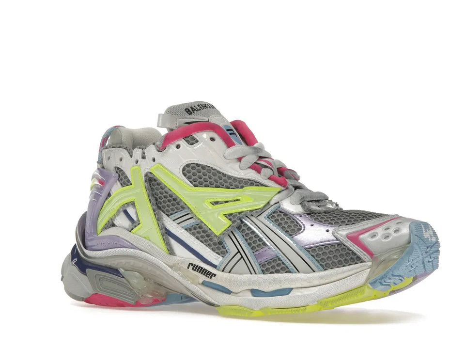 Balenciaga Runner Leather Free Grey Light Purple Neon Yellow White