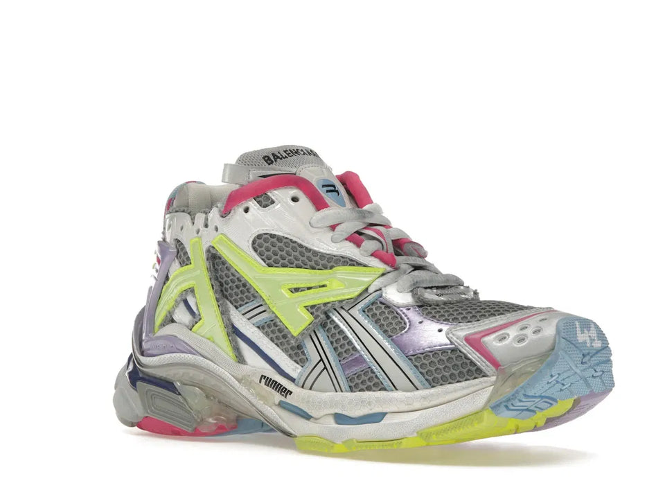 Balenciaga Runner Leather Free Grey Light Purple Neon Yellow White