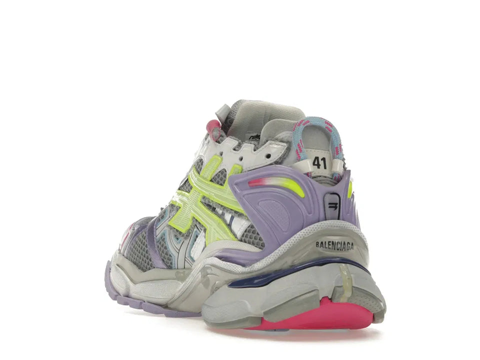 Balenciaga Runner Leather Free Grey Light Purple Neon Yellow White