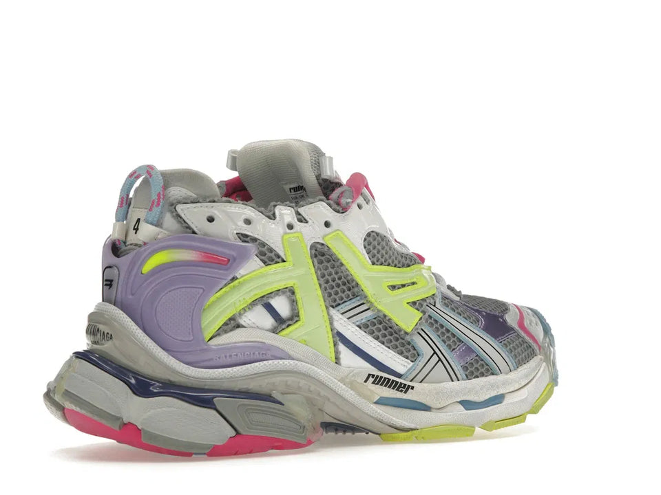 Balenciaga Runner Leather Free Grey Light Purple Neon Yellow White