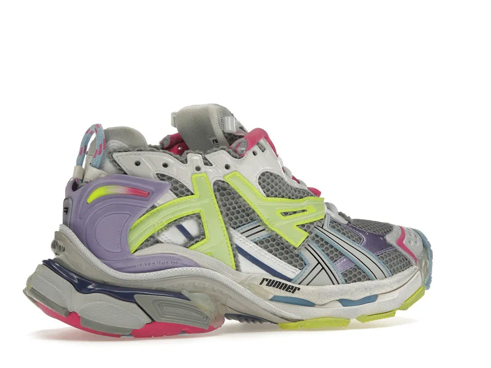 Balenciaga Runner Leather Free Grey Light Purple Neon Yellow White