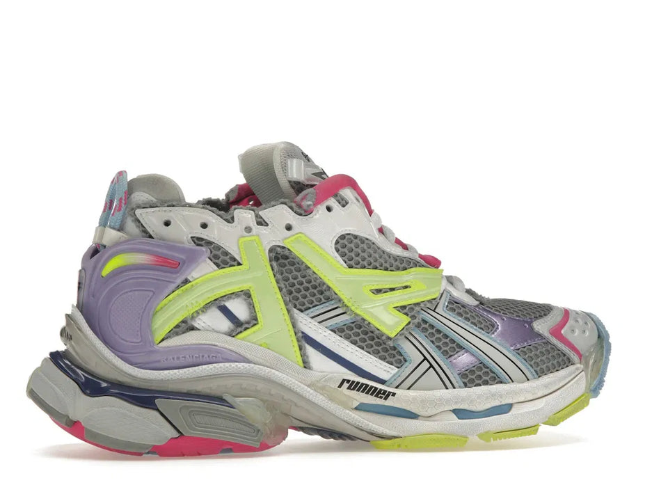 Balenciaga Runner Leather Free Grey Light Purple Neon Yellow White