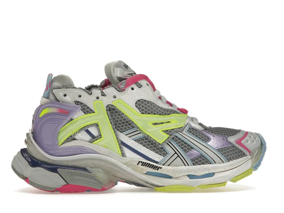 Balenciaga Runner Leather Free Grey Light Purple Neon Yellow White