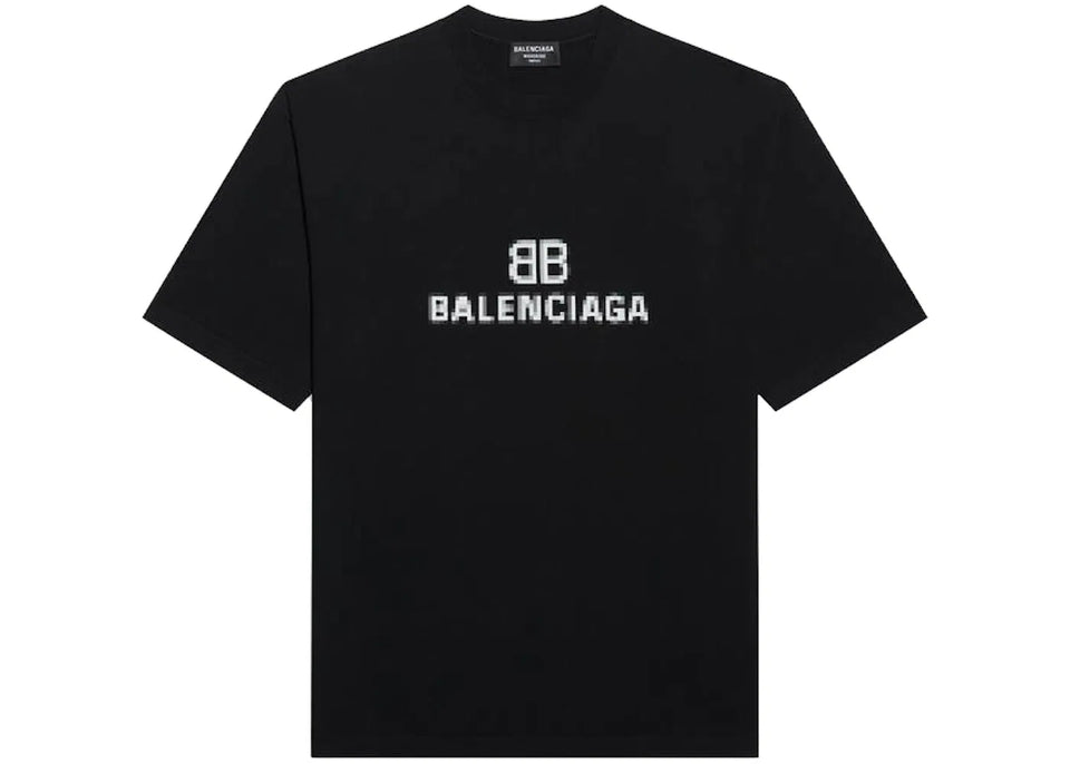 Balenciaga Mens BB Pixel Medium Fit T-Shirt Black