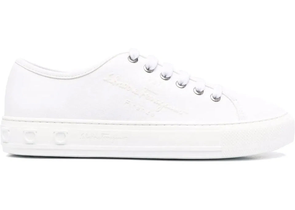 Ferragamo Embossed-Logo Low-Top Sneakers White (Women's)