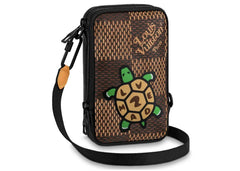 Louis Vuitton x Nigo Double Phone Pouch Damier Ebene Giant Brown