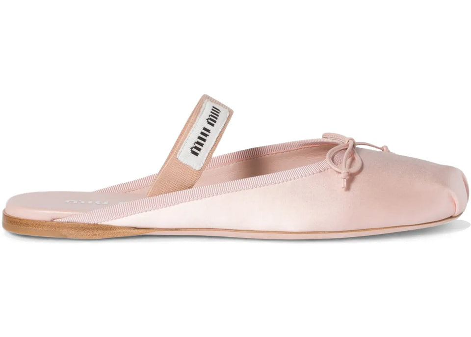 Miu Miu Satin Ballerina Mules Orchid Pink (Women's)