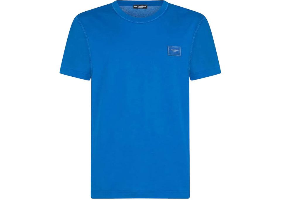 Dolce & Gabbana Cotton Logoed Plaque T-Shirt Turquois