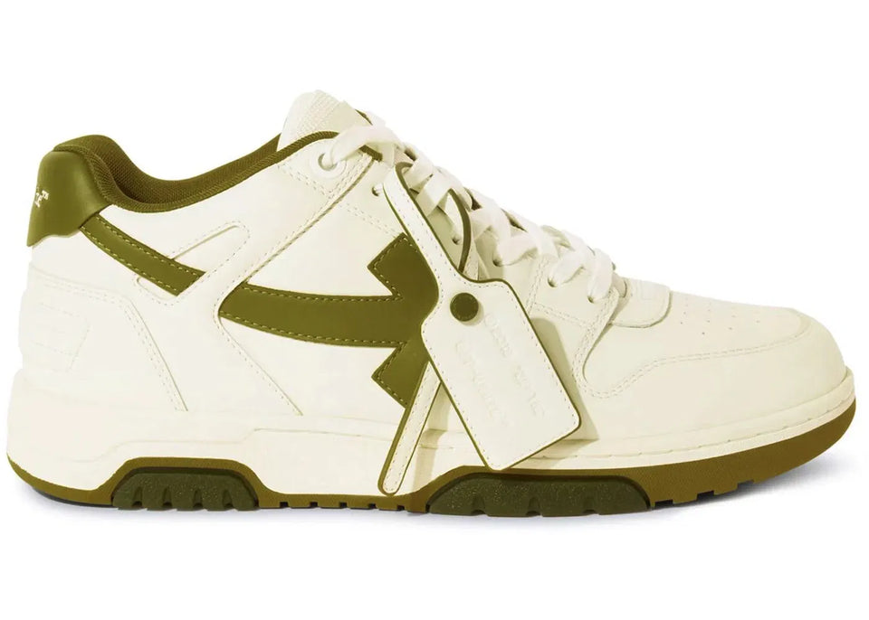 OFF-WHITE Out Of Office OOO Low Tops White Olive Green