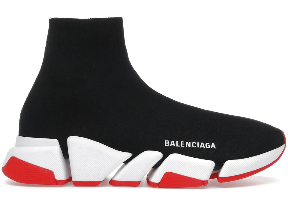 Balenciaga Speed 2.0 Recycled Knit Black White Red Sole