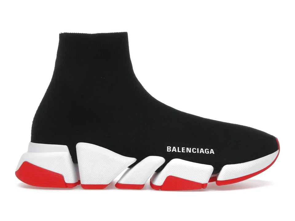 Balenciaga Speed 2.0 Recycled Knit Black White Red Sole
