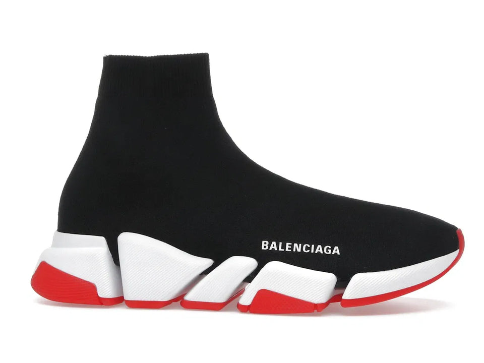 Balenciaga Speed 2.0 Recycled Knit Black White Red Sole