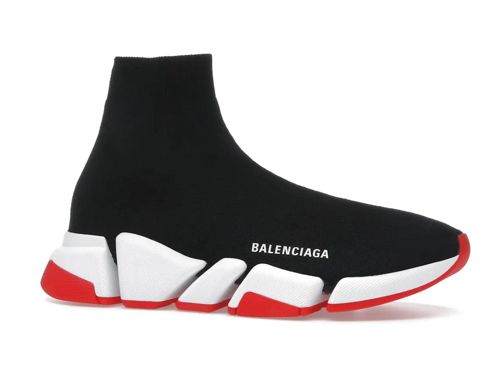 Balenciaga Speed 2.0 Recycled Knit Black White Red Sole