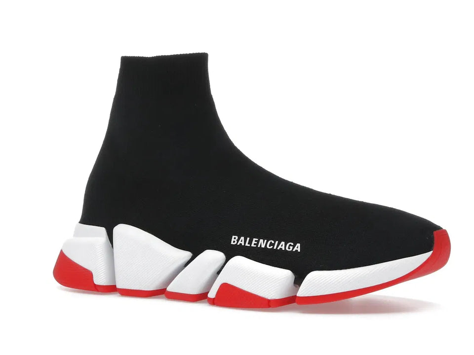 Balenciaga Speed 2.0 Recycled Knit Black White Red Sole