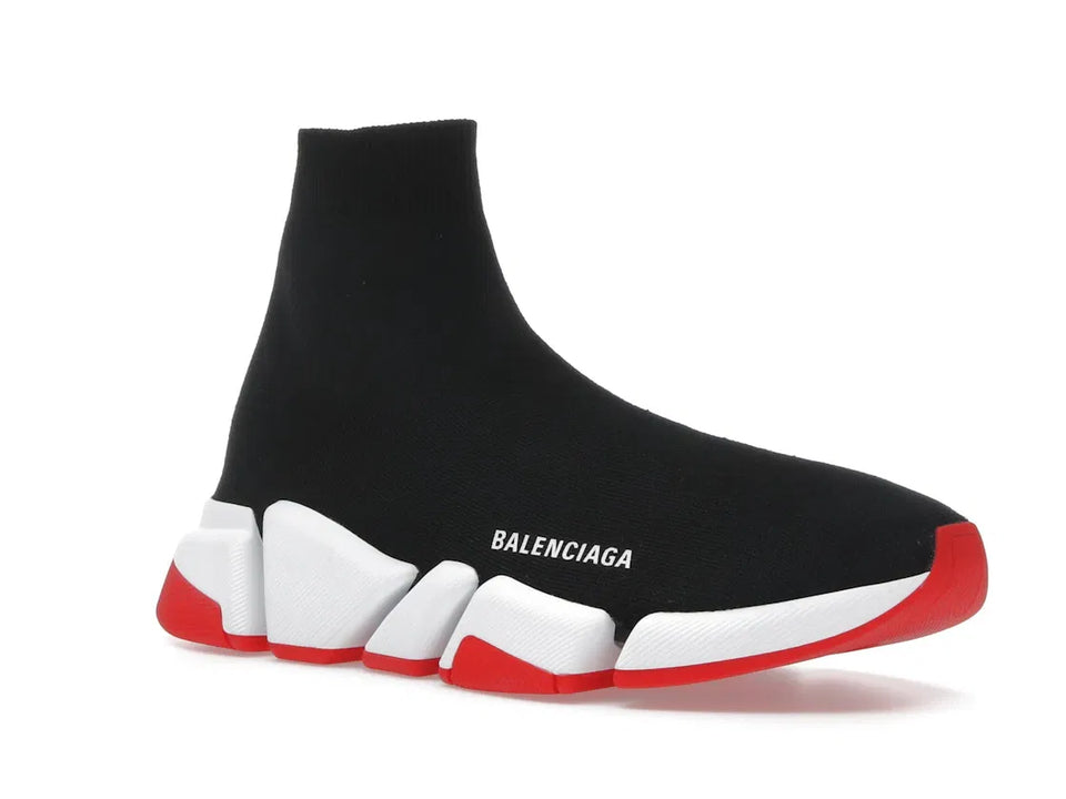 Balenciaga Speed 2.0 Recycled Knit Black White Red Sole