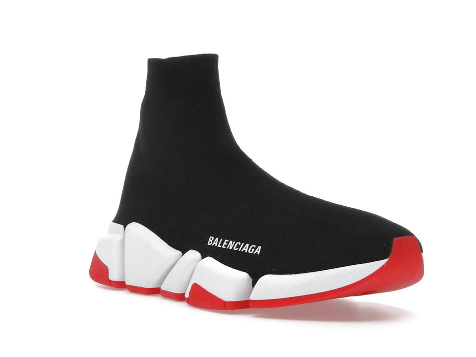 Balenciaga Speed 2.0 Recycled Knit Black White Red Sole