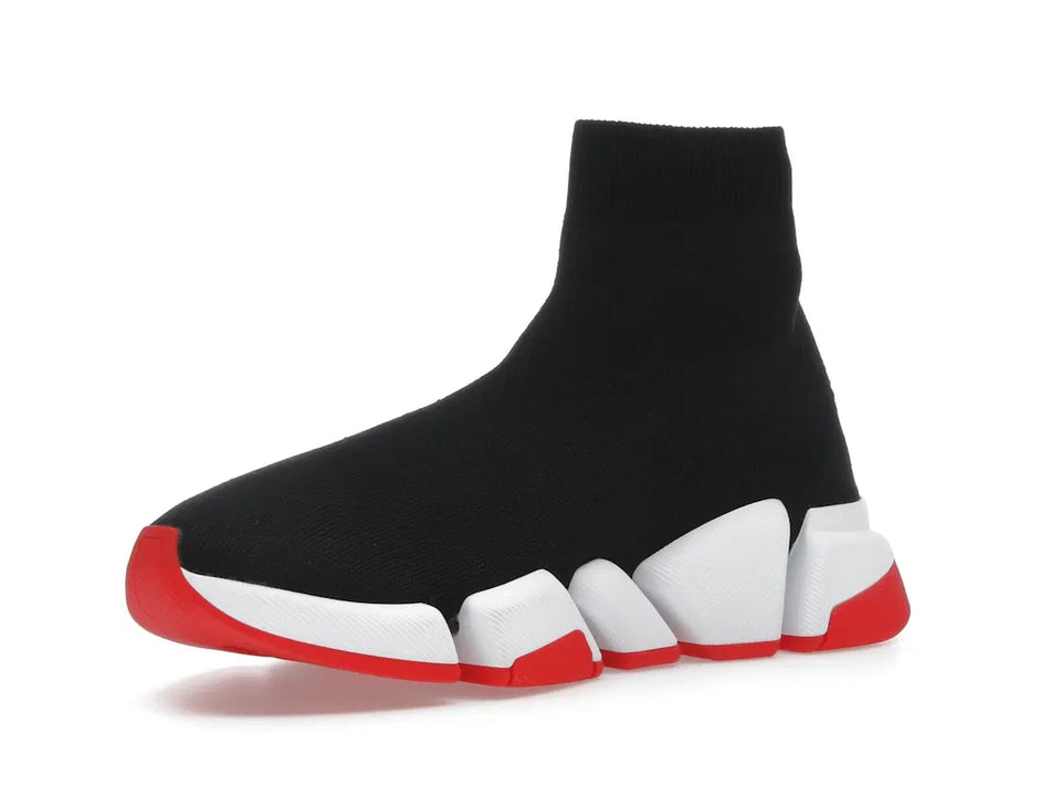 Balenciaga Speed 2.0 Recycled Knit Black White Red Sole