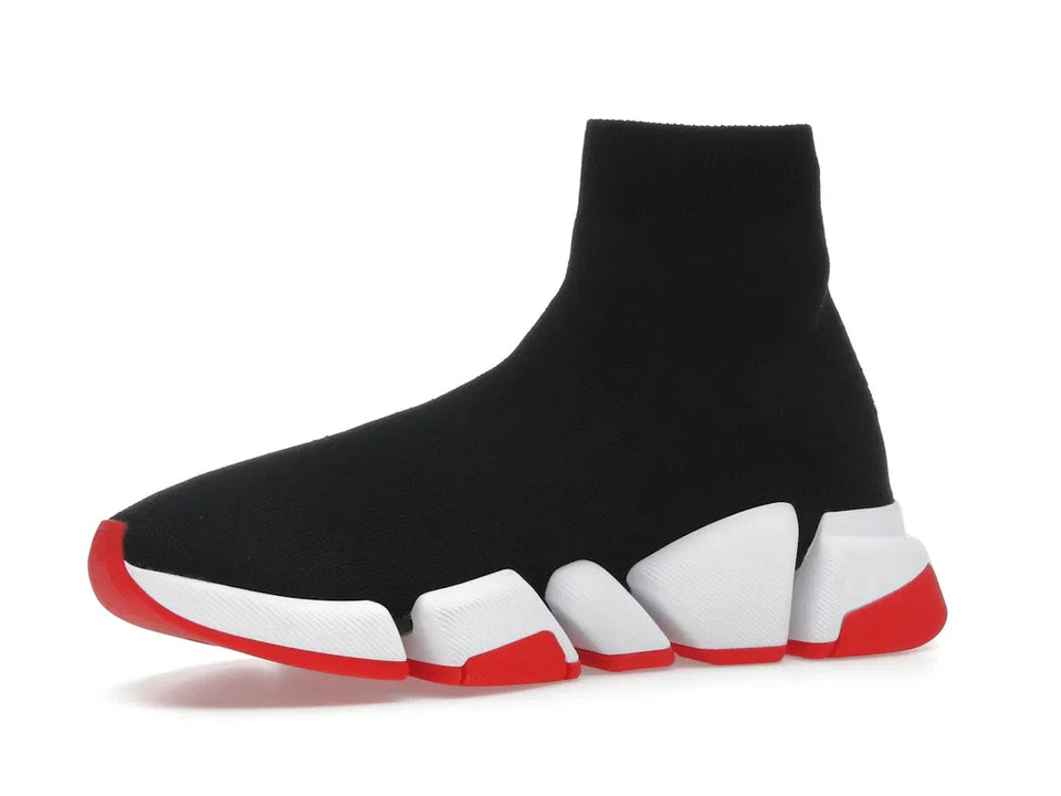Balenciaga Speed 2.0 Recycled Knit Black White Red Sole