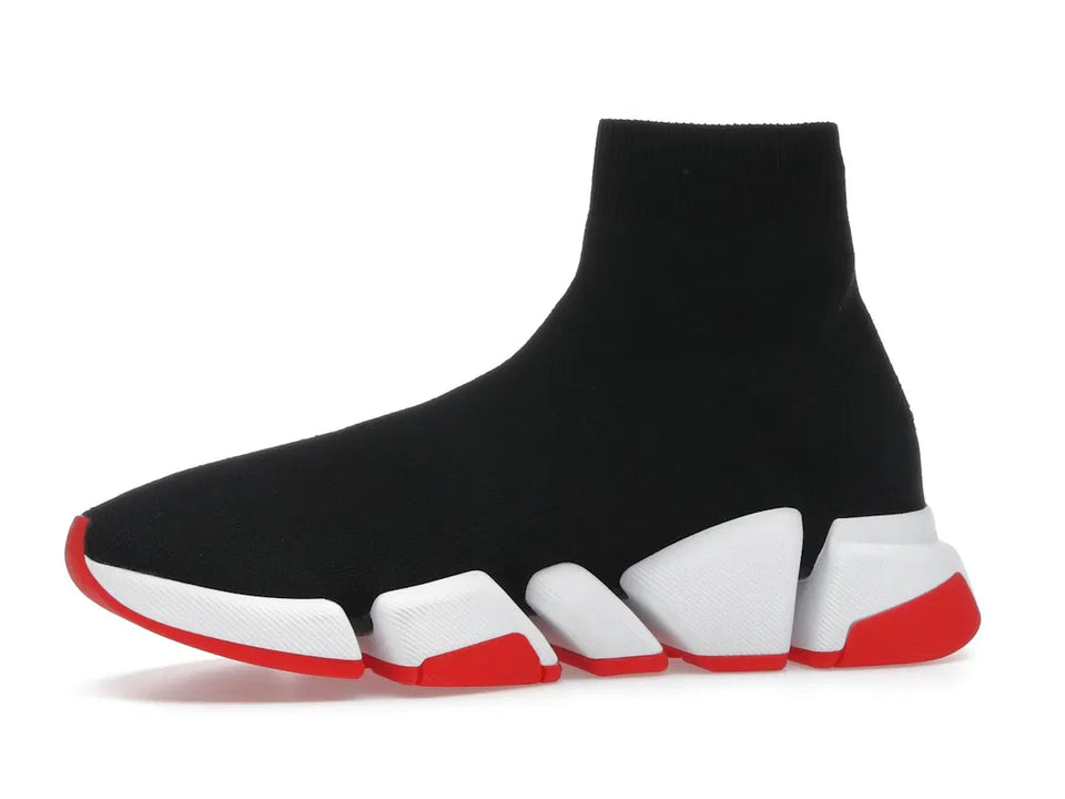 Balenciaga Speed 2.0 Recycled Knit Black White Red Sole