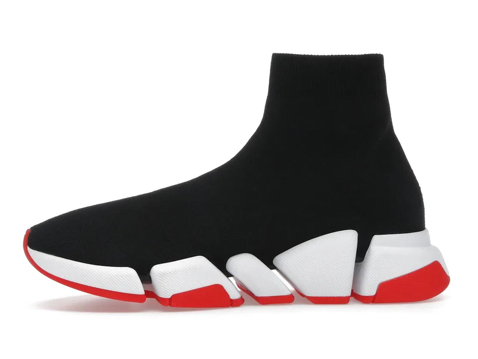 Balenciaga Speed 2.0 Recycled Knit Black White Red Sole