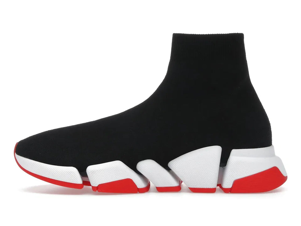 Balenciaga Speed 2.0 Recycled Knit Black White Red Sole