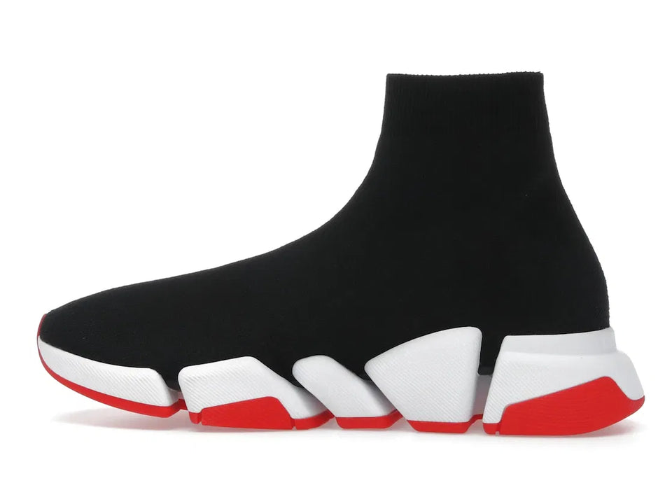 Balenciaga Speed 2.0 Recycled Knit Black White Red Sole