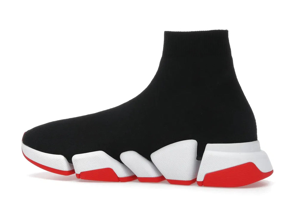 Balenciaga Speed 2.0 Recycled Knit Black White Red Sole